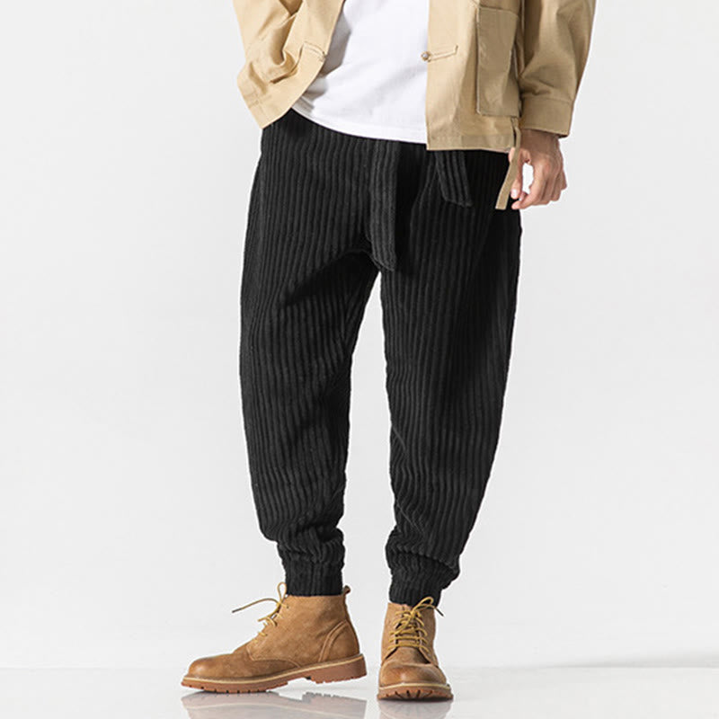 Pantaloni da uomo in velluto a coste alla caviglia con tasche, tinta unita, modello Buddha Stones Winter - image 23