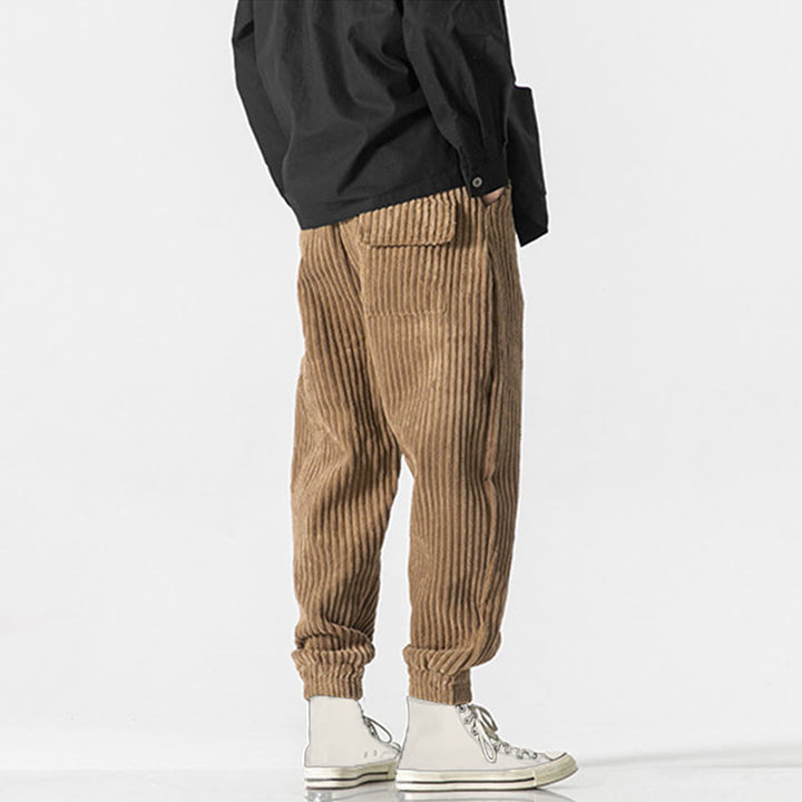 Pantaloni da uomo in velluto a coste alla caviglia con tasche, tinta unita, modello Buddha Stones Winter - image 27