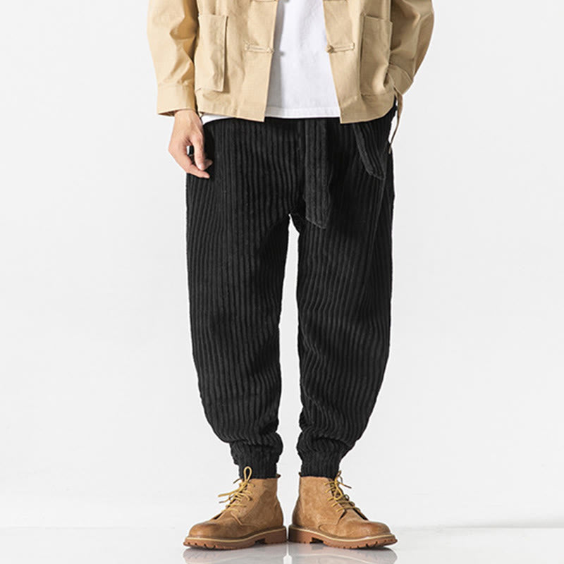 Pantaloni da uomo in velluto a coste alla caviglia con tasche, tinta unita, modello Buddha Stones Winter - image 18