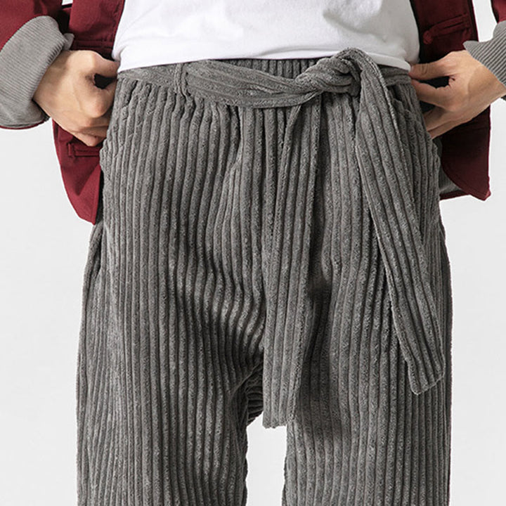 Pantaloni da uomo in velluto a coste alla caviglia con tasche, tinta unita, modello Buddha Stones Winter - image 12