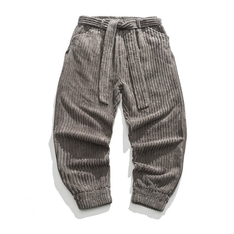 Pantaloni da uomo in velluto a coste alla caviglia con tasche, tinta unita, modello Buddha Stones Winter - Grigio scuro - US/UK/AU46, EU56 (5XL) - image 1