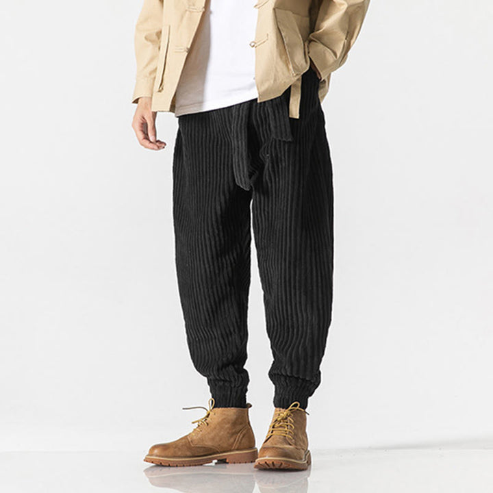 Pantaloni da uomo in velluto a coste alla caviglia con tasche, tinta unita, modello Buddha Stones Winter - image 20