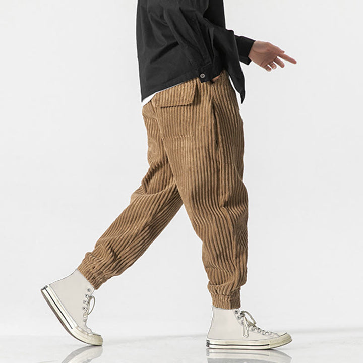 Pantaloni da uomo in velluto a coste alla caviglia con tasche, tinta unita, modello Buddha Stones Winter - image 32