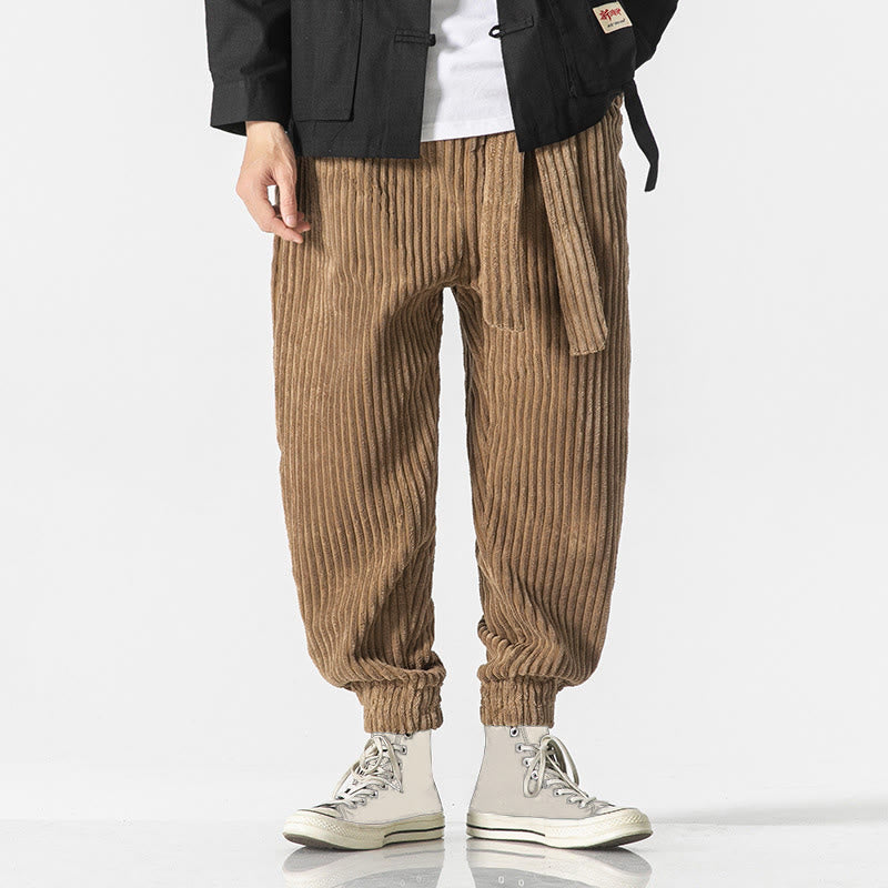 Pantaloni da uomo in velluto a coste alla caviglia con tasche, tinta unita, modello Buddha Stones Winter - image 25