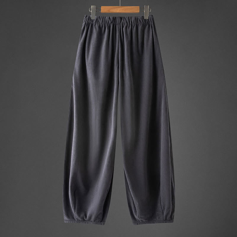 Pantaloni in velluto a coste con coulisse e elastico in vita, modello invernale da uomo Buddha Stones, con tasche - image 1