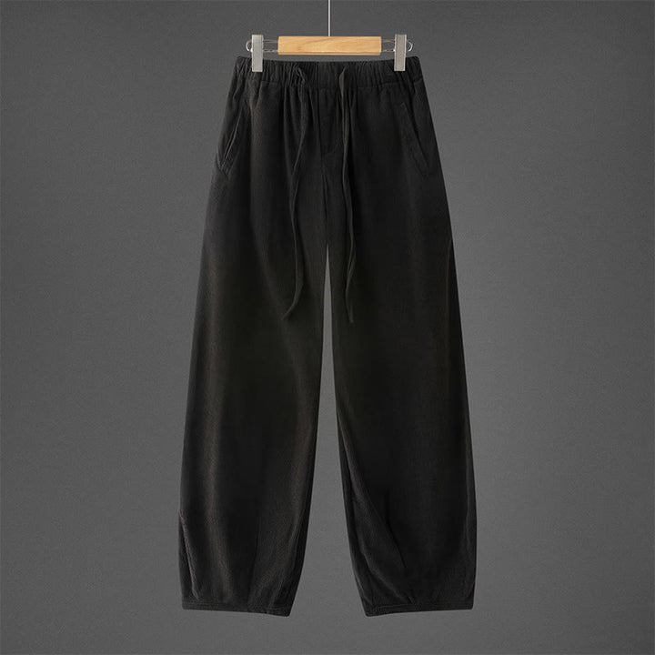 Pantaloni in velluto a coste con coulisse e elastico in vita, modello invernale da uomo Buddha Stones, con tasche - Nero - US/UK/AU46, EU56 (5XL) - image 8