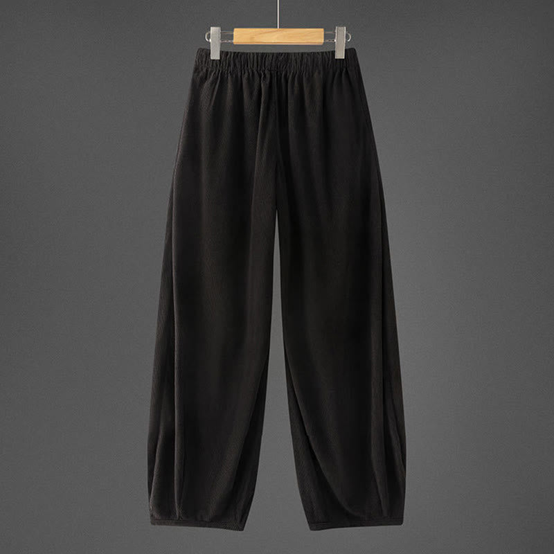 Pantaloni in velluto a coste con coulisse e elastico in vita, modello invernale da uomo Buddha Stones, con tasche - image 9