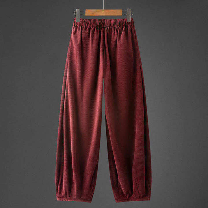 Pantaloni in velluto a coste con coulisse e elastico in vita, modello invernale da uomo Buddha Stones, con tasche - image 11