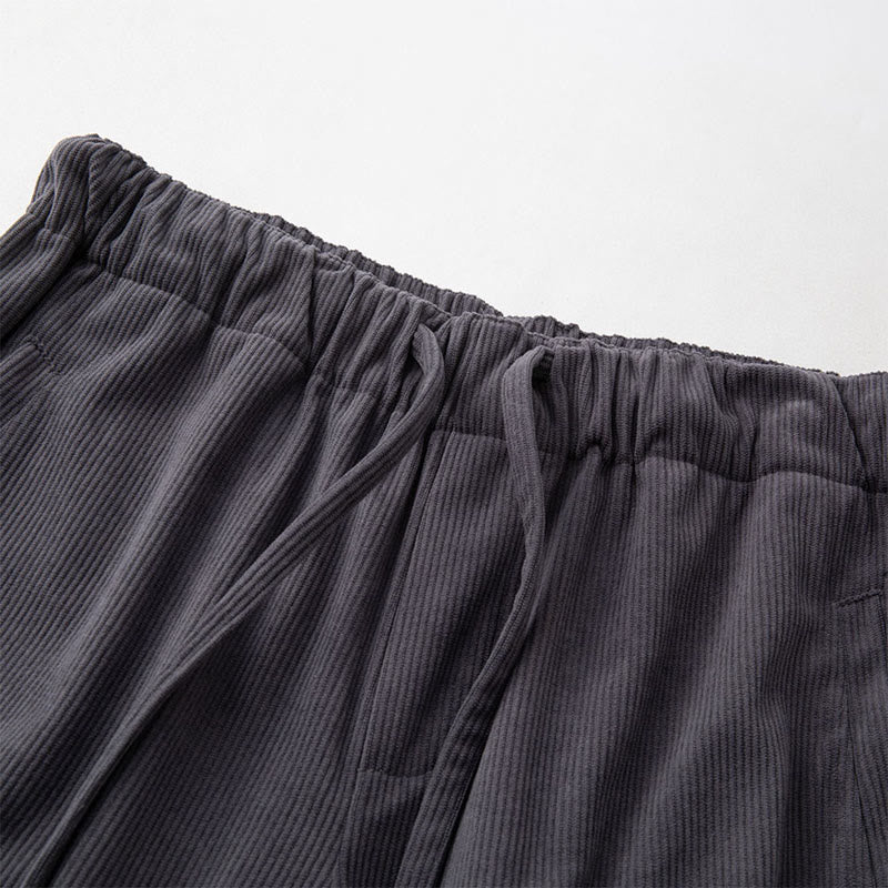 Pantaloni in velluto a coste con coulisse e elastico in vita, modello invernale da uomo Buddha Stones, con tasche - image 2