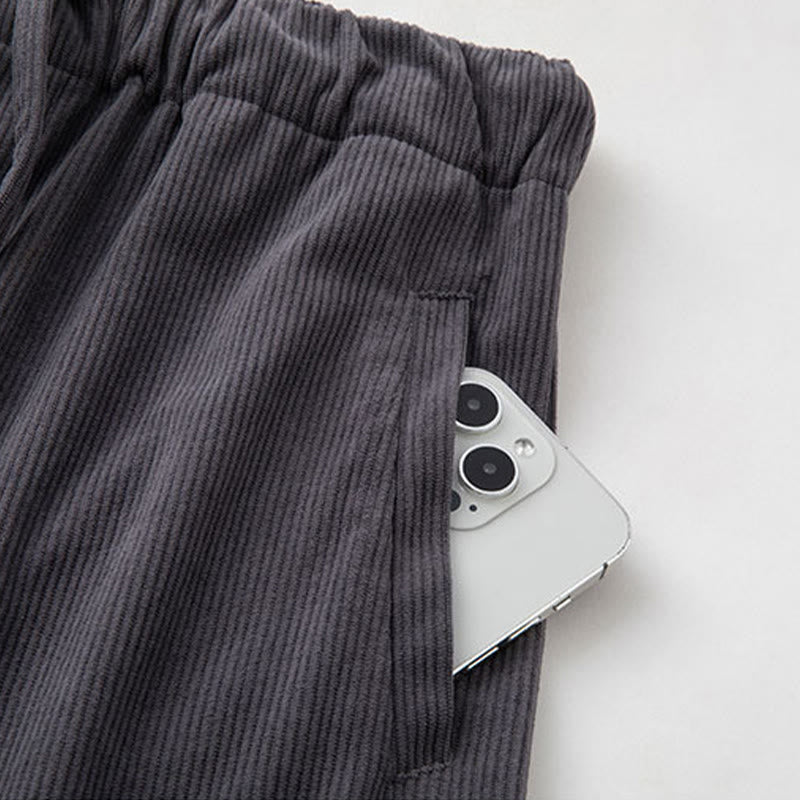 Pantaloni in velluto a coste con coulisse e elastico in vita, modello invernale da uomo Buddha Stones, con tasche - image 5