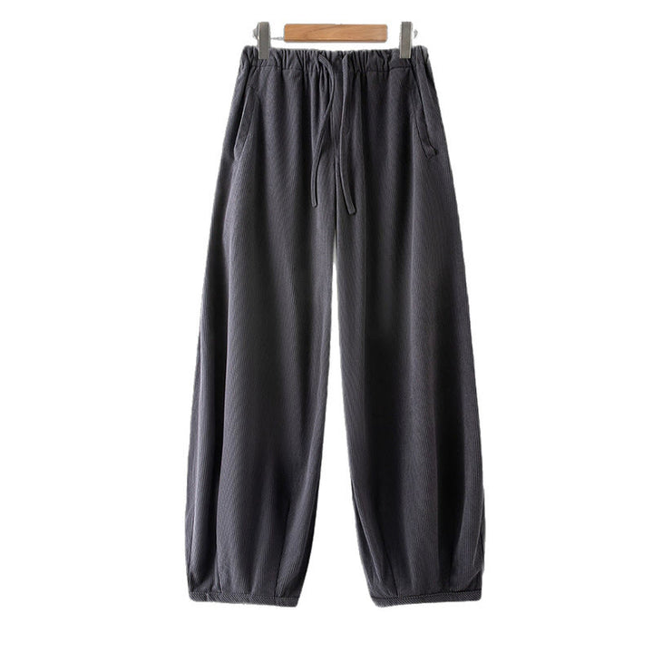 Pantaloni in velluto a coste con coulisse e elastico in vita, modello invernale da uomo Buddha Stones, con tasche - image 7