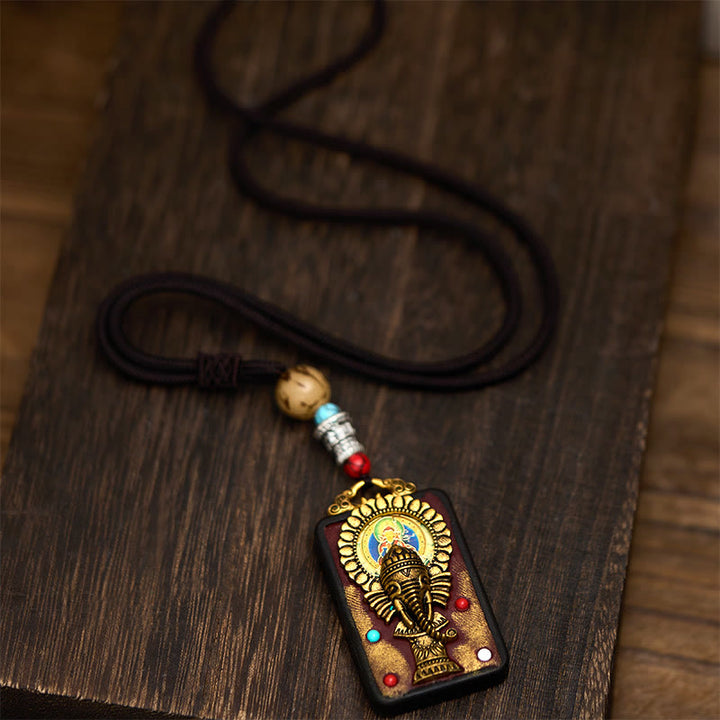 Collana con Buddha Stones Ganesh Ganpati di elefante e ciondolo in pietra della pace - image 15