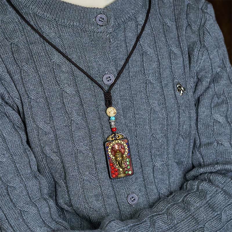 Collana con Buddha Stones Ganesh Ganpati di elefante e ciondolo in pietra della pace - image 23