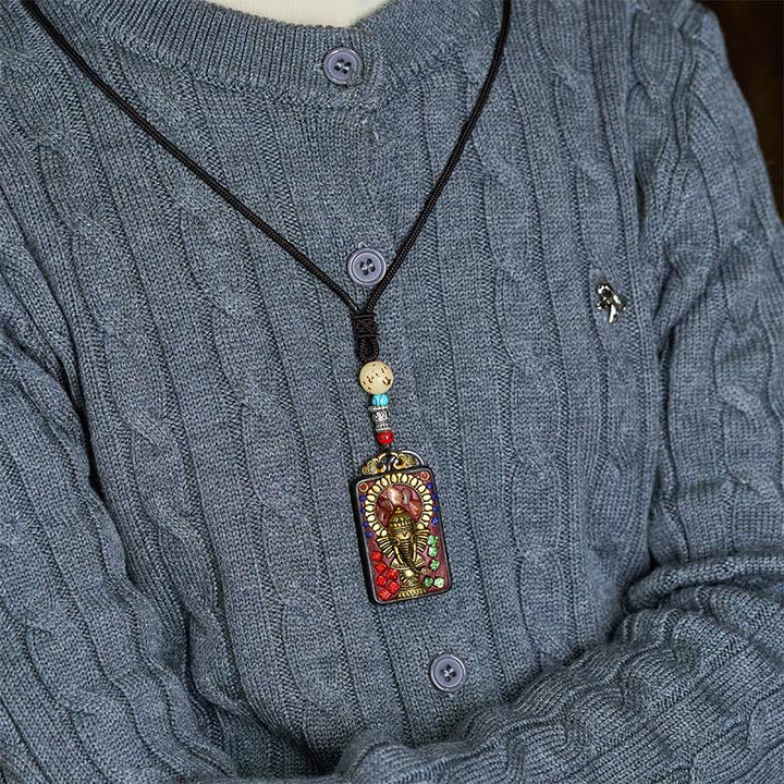 Collana con Buddha Stones Ganesh Ganpati di elefante e ciondolo in pietra della pace - image 23