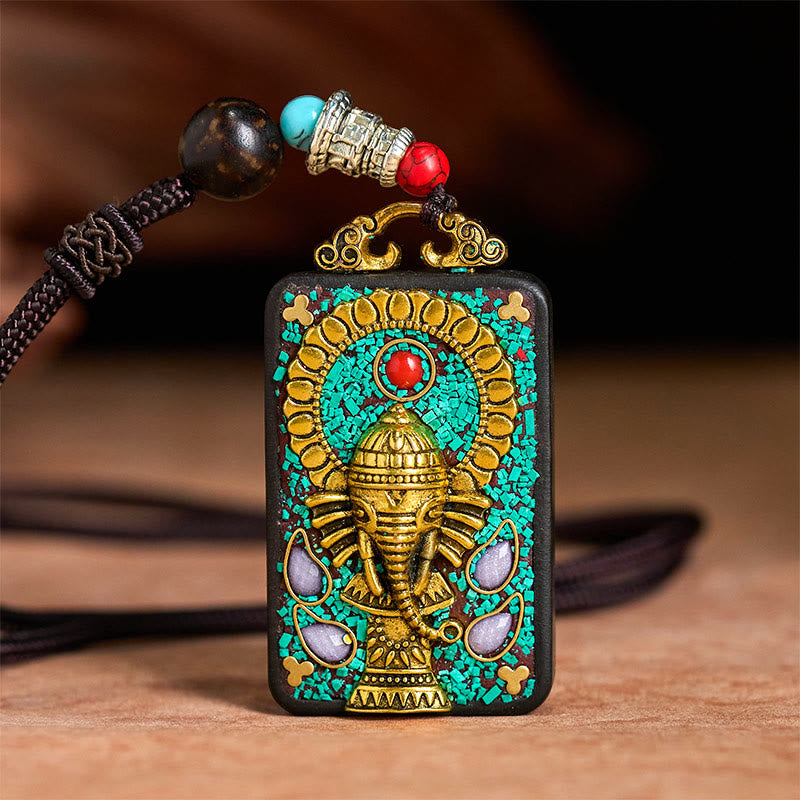 Collana con Buddha Stones Ganesh Ganpati di elefante e ciondolo in pietra della pace - image 3
