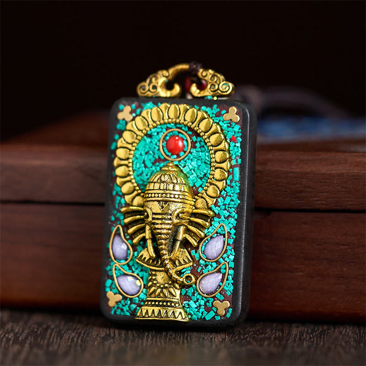Collana con Buddha Stones Ganesh Ganpati di elefante e ciondolo in pietra della pace - image 2