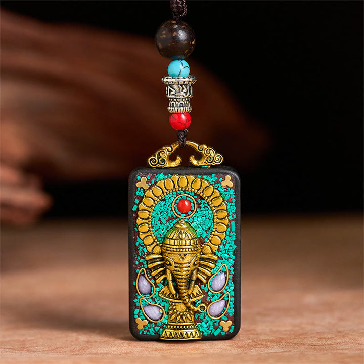 Collana con Buddha Stones Ganesh Ganpati di elefante e ciondolo in pietra della pace - image 4