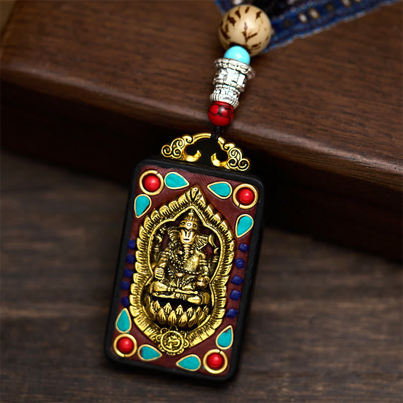 Collana con Buddha Stones Ganesh Ganpati di elefante e ciondolo in pietra della pace - image 28