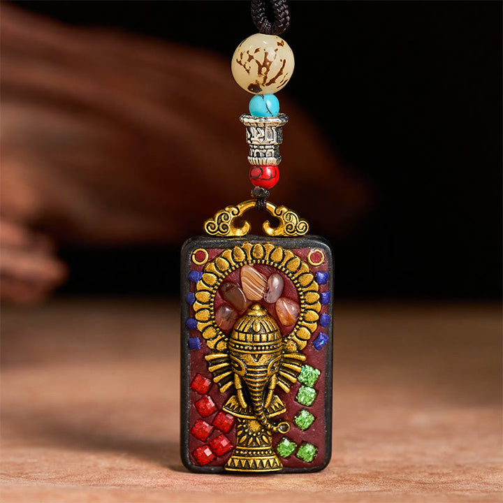 Collana con Buddha Stones Ganesh Ganpati di elefante e ciondolo in pietra della pace - image 20