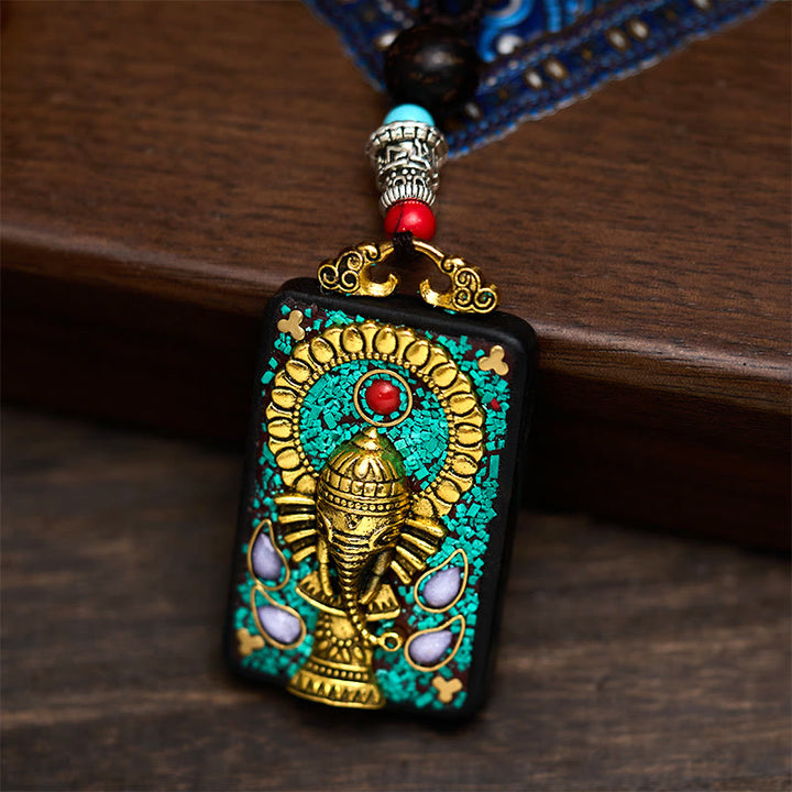 Collana con Buddha Stones Ganesh Ganpati di elefante e ciondolo in pietra della pace - image 5