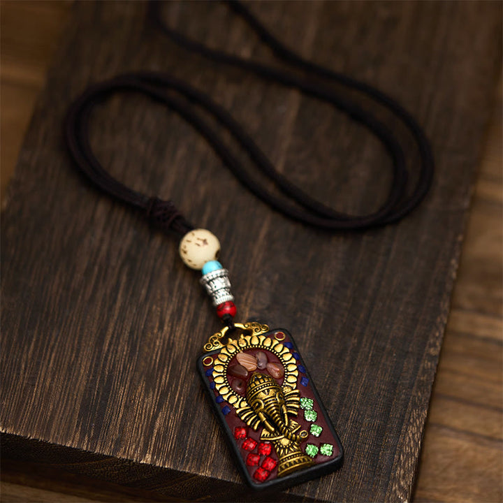 Collana con Buddha Stones Ganesh Ganpati di elefante e ciondolo in pietra della pace - image 22