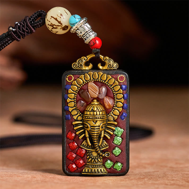 Collana con Buddha Stones Ganesh Ganpati di elefante e ciondolo in pietra della pace - image 19