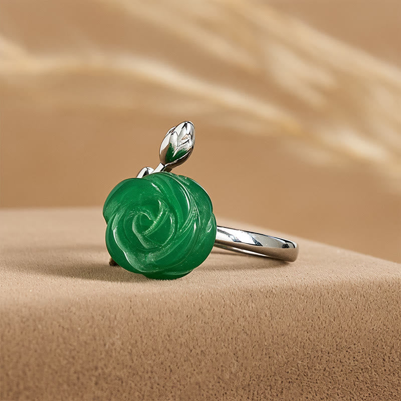 Anello regolabile in argento placcato rame con Buddha Stones , diaspro verde rosa - image 2