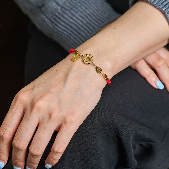 Bracciale con Buddha Stones Peace Buckle Attract Fortuna Titanium Steel Red String Connection - image 4