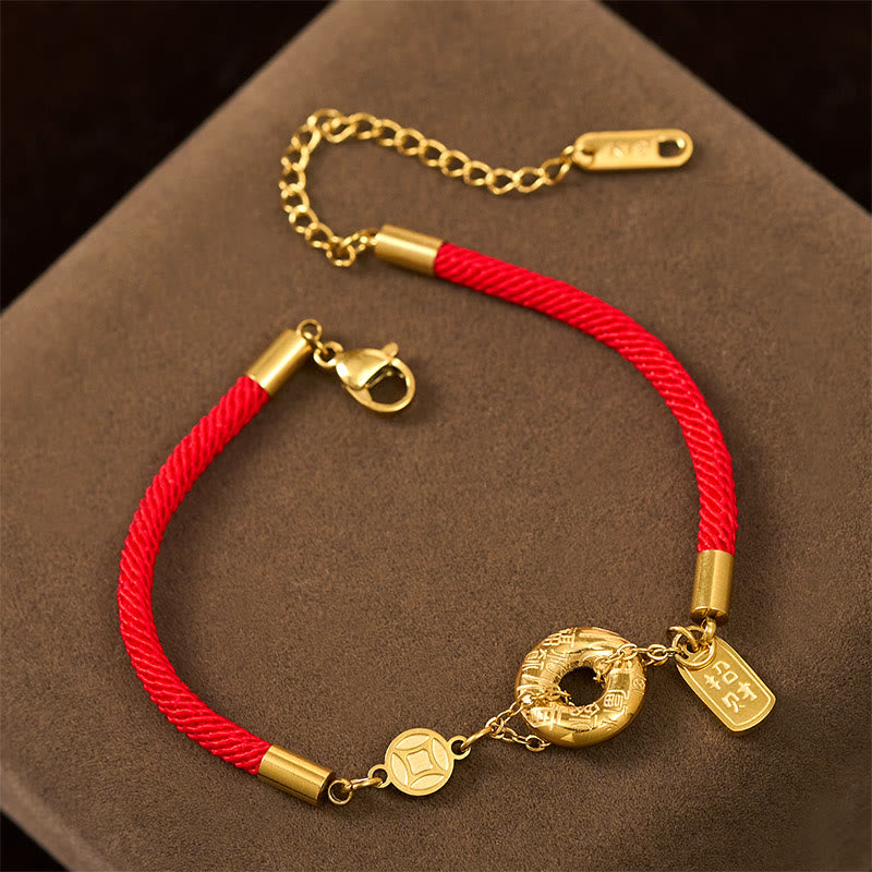 Bracciale con Buddha Stones Peace Buckle Attract Fortuna Titanium Steel Red String Connection - image 1