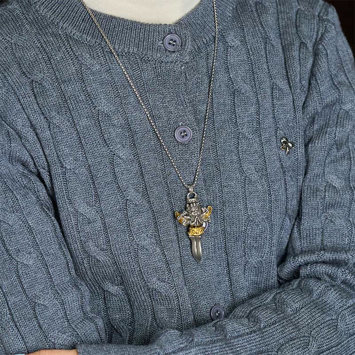 Collana con ciondolo in rame con tre teste e sei braccia, design Vajra tibetano, Buddha Stones, potere spirituale curativo - image 5