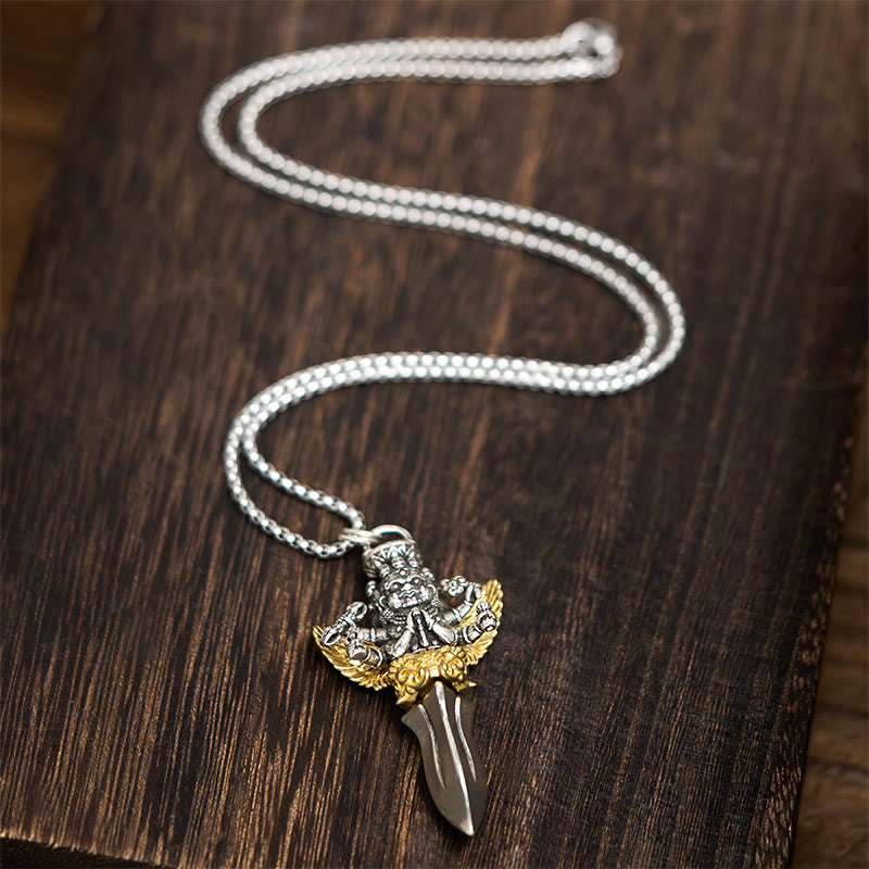 Collana con ciondolo in rame con tre teste e sei braccia, design Vajra tibetano, Buddha Stones, potere spirituale curativo - image 4