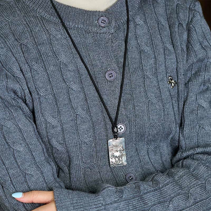 Collana con Buddha Stones in argento placcato in rame e bilancia, anno del cavallo, zodiaco cinese, Buddha natale - image 12