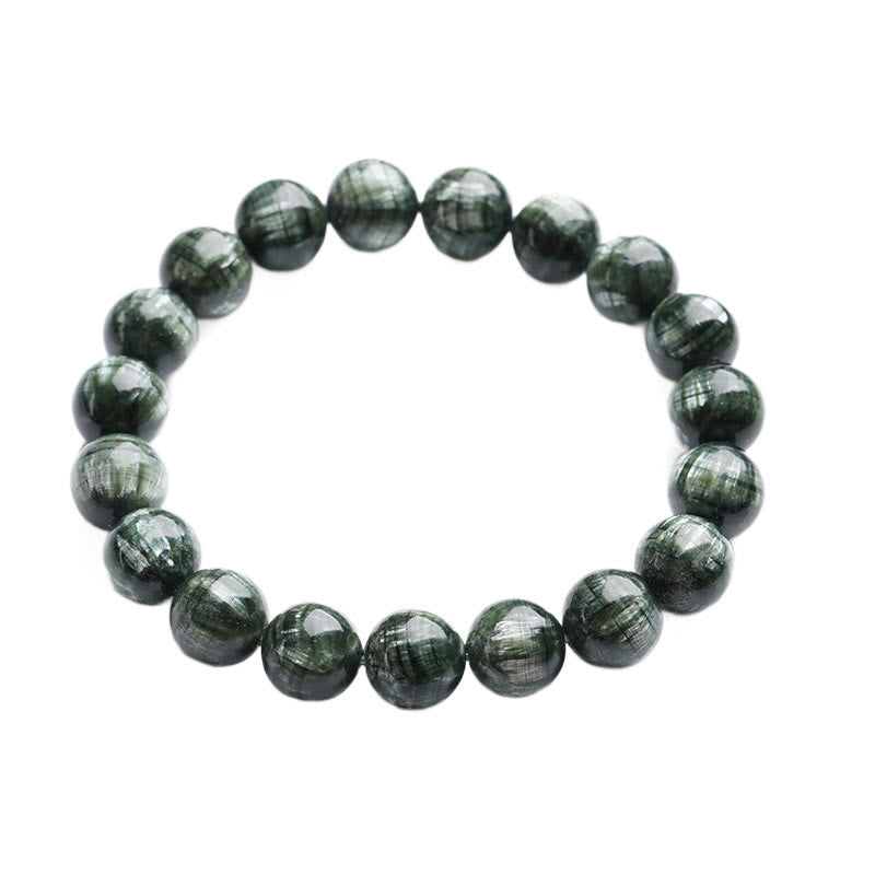 Braccialetto di perline rotonde in serafinite naturale Buddha Stones per l'equilibrio emotivo - image 6