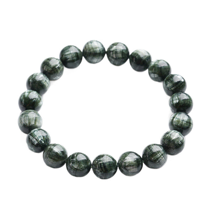 Braccialetto di perline rotonde in serafinite naturale Buddha Stones per l'equilibrio emotivo - image 6