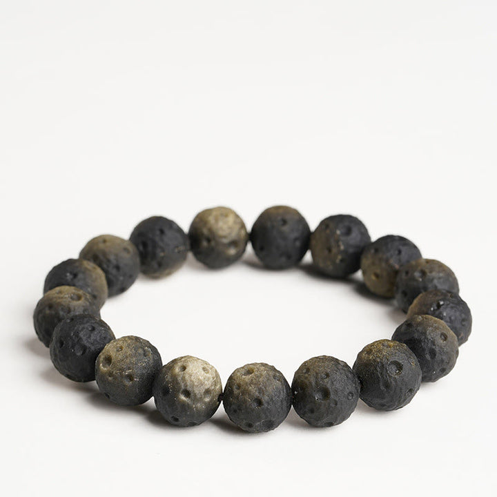 Braccialetto di protezione con perle rotonde in ossidiana dorata e argento naturale Buddha Stones - Ossidiana lucente dorata (circonferenza del polso: 15-17 cm) - 14 millimetri - image 6