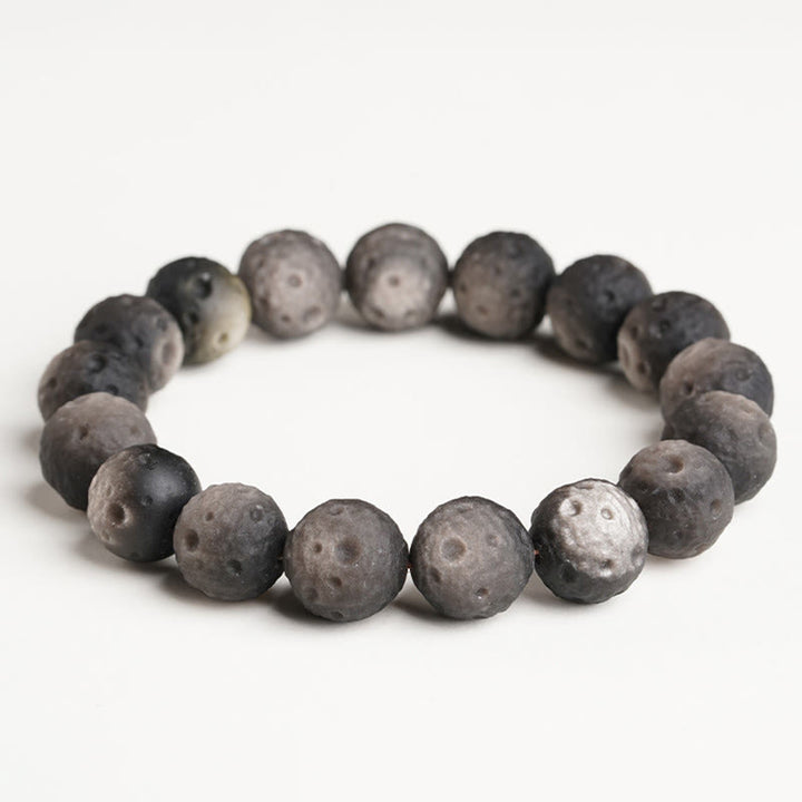 Braccialetto di protezione con perle rotonde in ossidiana dorata e argento naturale Buddha Stones - Ossidiana argentata (circonferenza del polso: 15-17 cm) - 14 millimetri - image 0