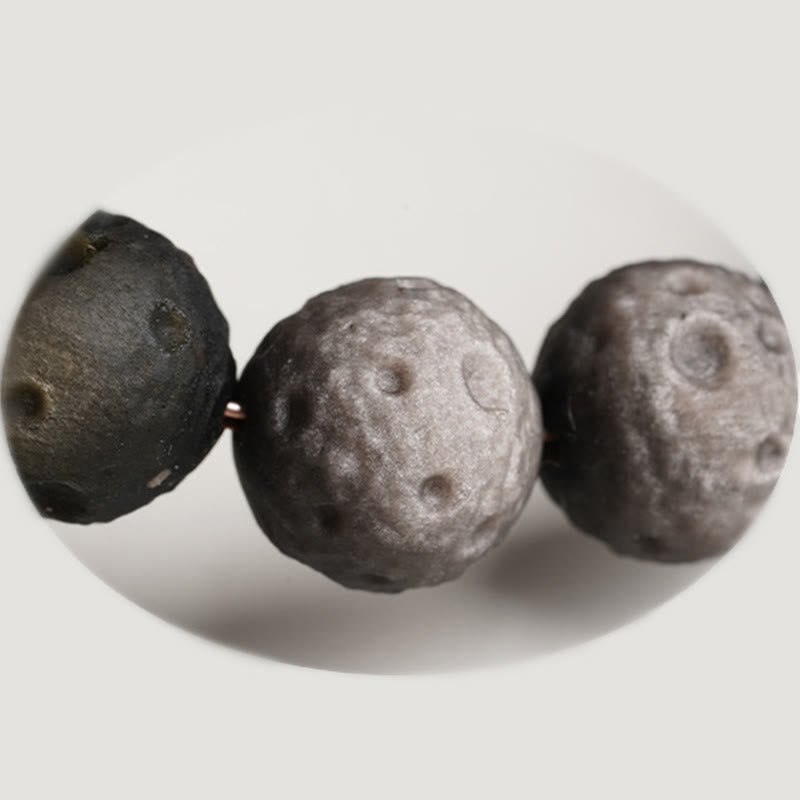 Braccialetto di protezione con perle rotonde in ossidiana dorata e argento naturale Buddha Stones - image 2