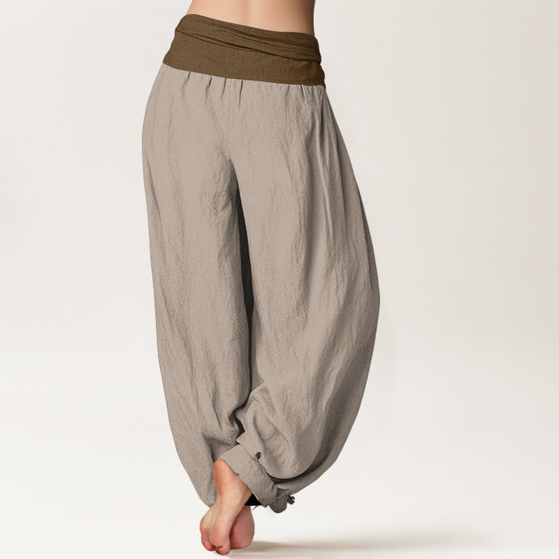 Pantaloni harem da donna in cotone con elastico in vita, colore nero, verde e marrone chiaro, Buddha Stones - image 9