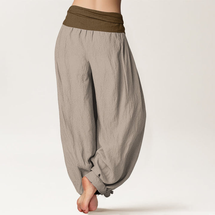 Pantaloni harem da donna in cotone con elastico in vita, colore nero, verde e marrone chiaro, Buddha Stones - image 9