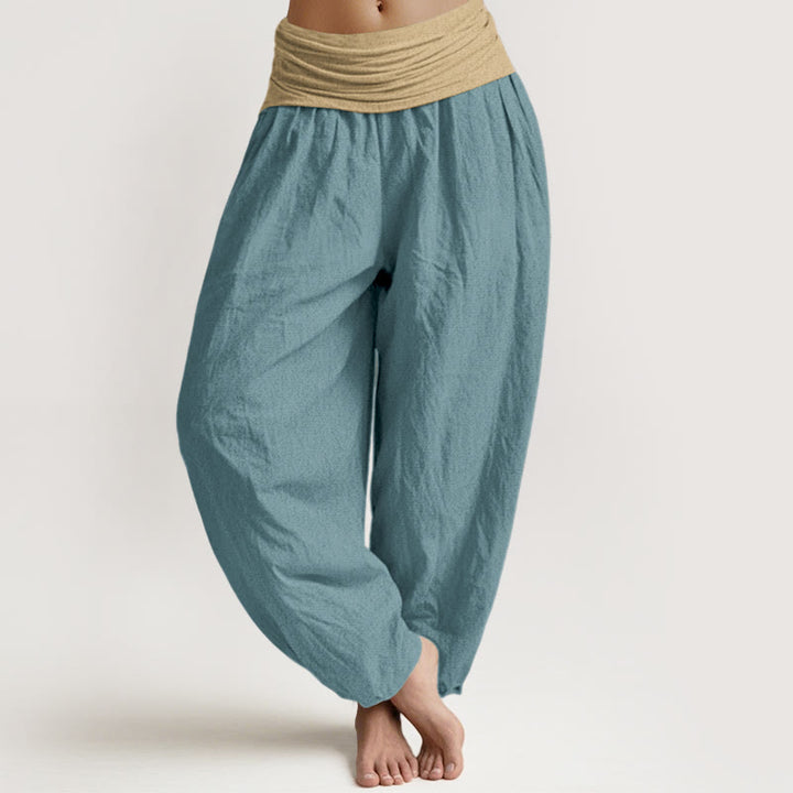 Pantaloni harem da donna in cotone con elastico in vita, colore marrone, blu e nero, tinta unita , Buddha Stones - Cadetto Blu - US16, UK/AU20, EU48 (3XL) - image 5