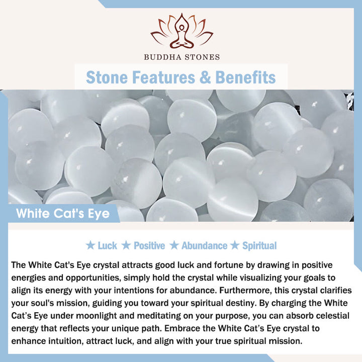 Bracciale rigido spirituale con occhio di gatto bianco Buddha Stones - image 5