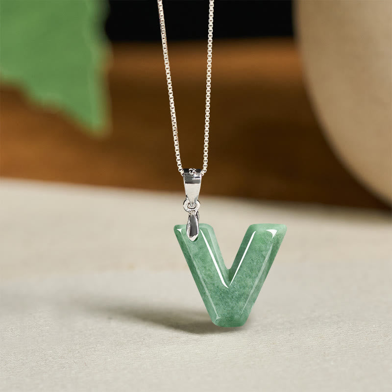 Collana con ciondolo della prosperità in argento sterling 925 con catenina in argento sterling 925, con lettere AZ Buddha Stones - V - image 45