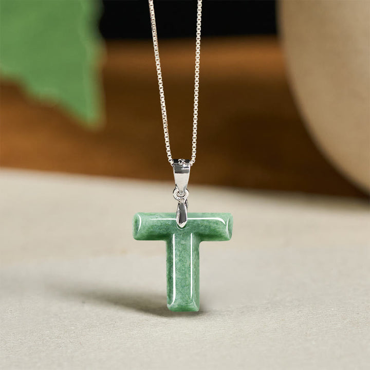 Collana con ciondolo della prosperità in argento sterling 925 con catenina in argento sterling 925, con lettere AZ Buddha Stones - T - image 43