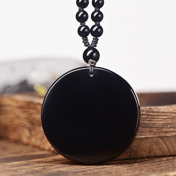 Collana con ciondolo di trasformazione e realizzazione Buddha Stones Dragon Black Obsidian - image 3