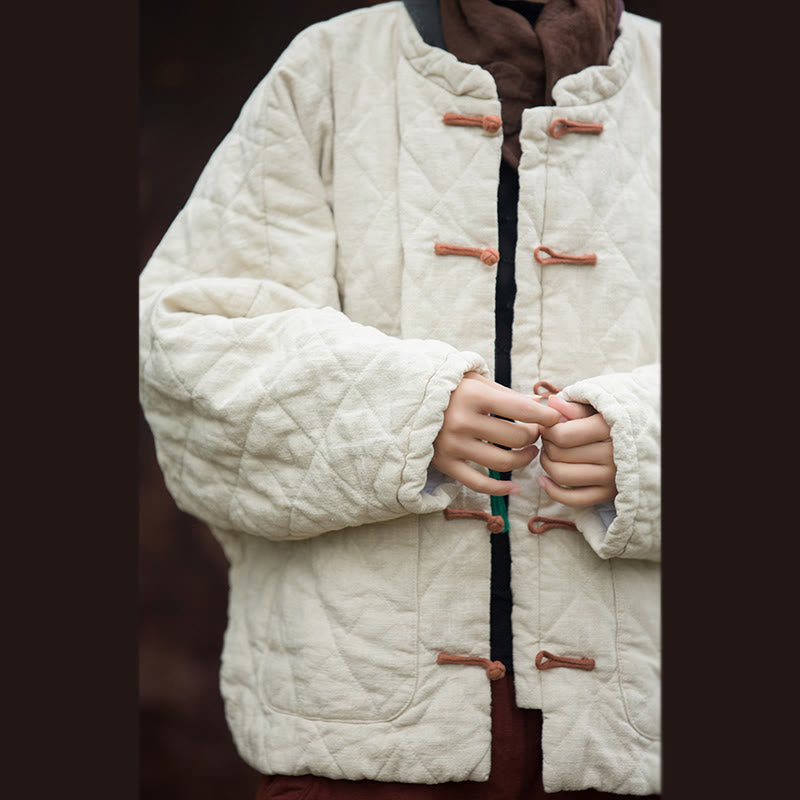 Giacca termica da donna in cotone a maniche lunghe con tasche e bottoni a rana invernali Buddha Stones - image 9