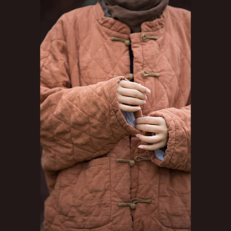 Giacca termica da donna in cotone a maniche lunghe con tasche e bottoni a rana invernali Buddha Stones - image 20