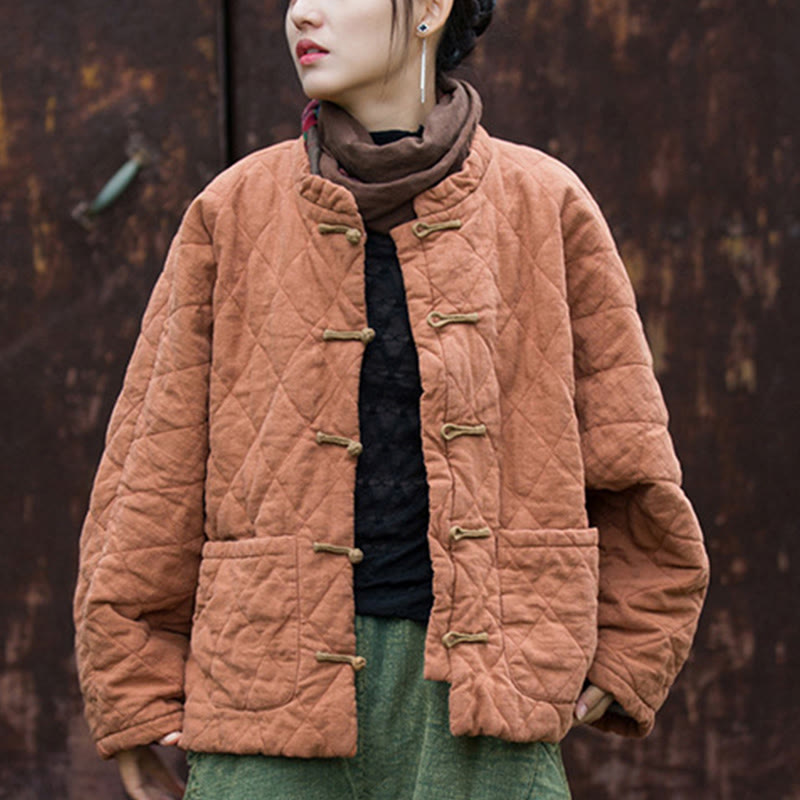 Giacca termica da donna in cotone a maniche lunghe con tasche e bottoni a rana invernali Buddha Stones - image 12