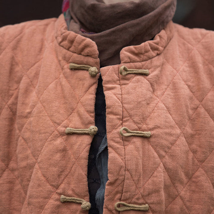 Giacca termica da donna in cotone a maniche lunghe con tasche e bottoni a rana invernali Buddha Stones - image 19