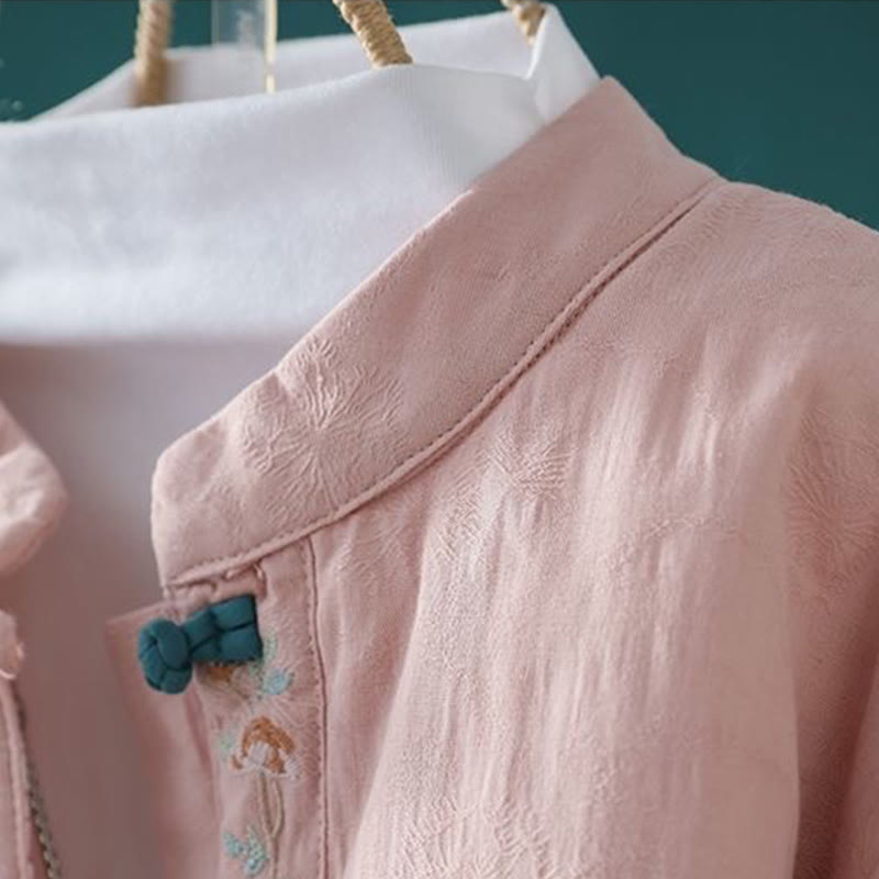 Giacca termica da donna in cotone a maniche lunghe con ricamo di fiori e bottoni a forma di rana invernale Buddha Stones - image 5