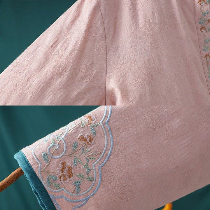 Giacca termica da donna in cotone a maniche lunghe con ricamo di fiori e bottoni a forma di rana invernale Buddha Stones - image 15